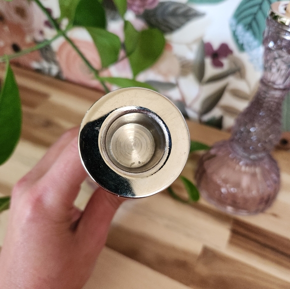 Vintage Style Amethyst Purple Glass Taper Candle Holders (2) - Picture 4 of 5